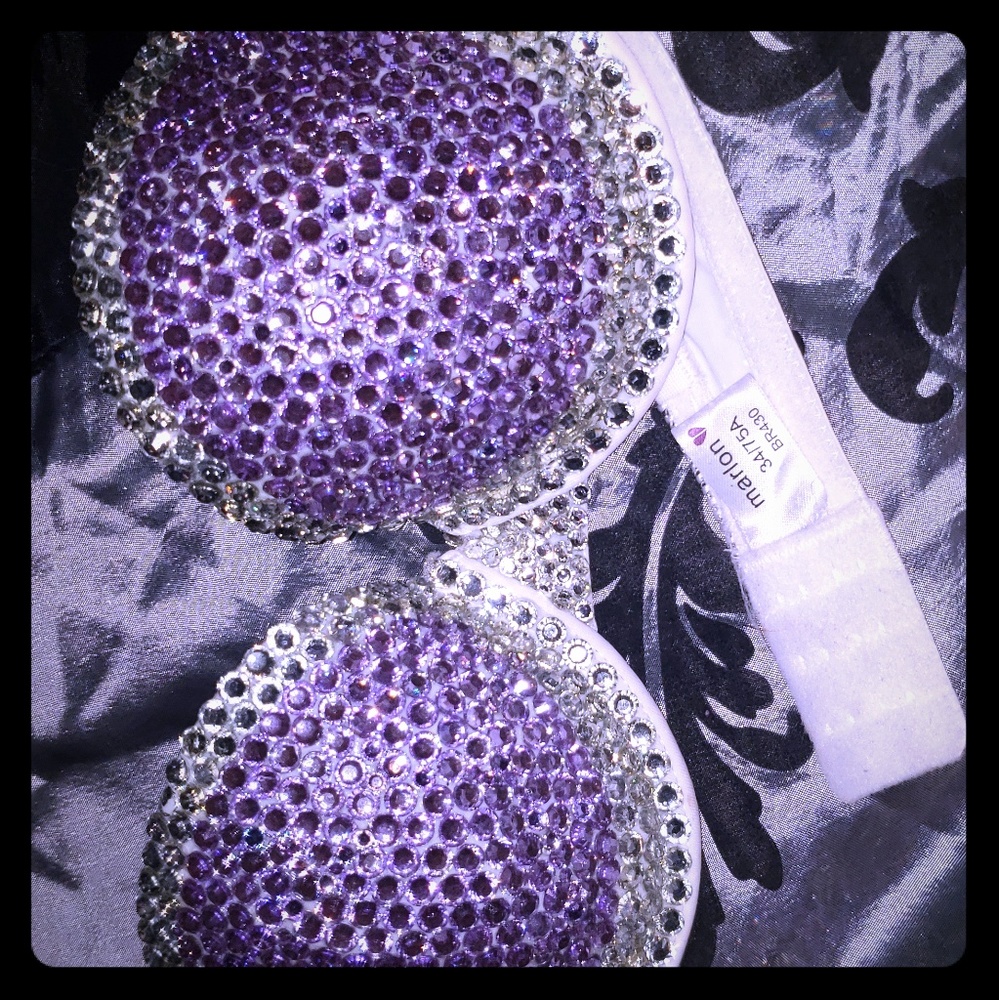 32B lilac clear crystal bra nwot